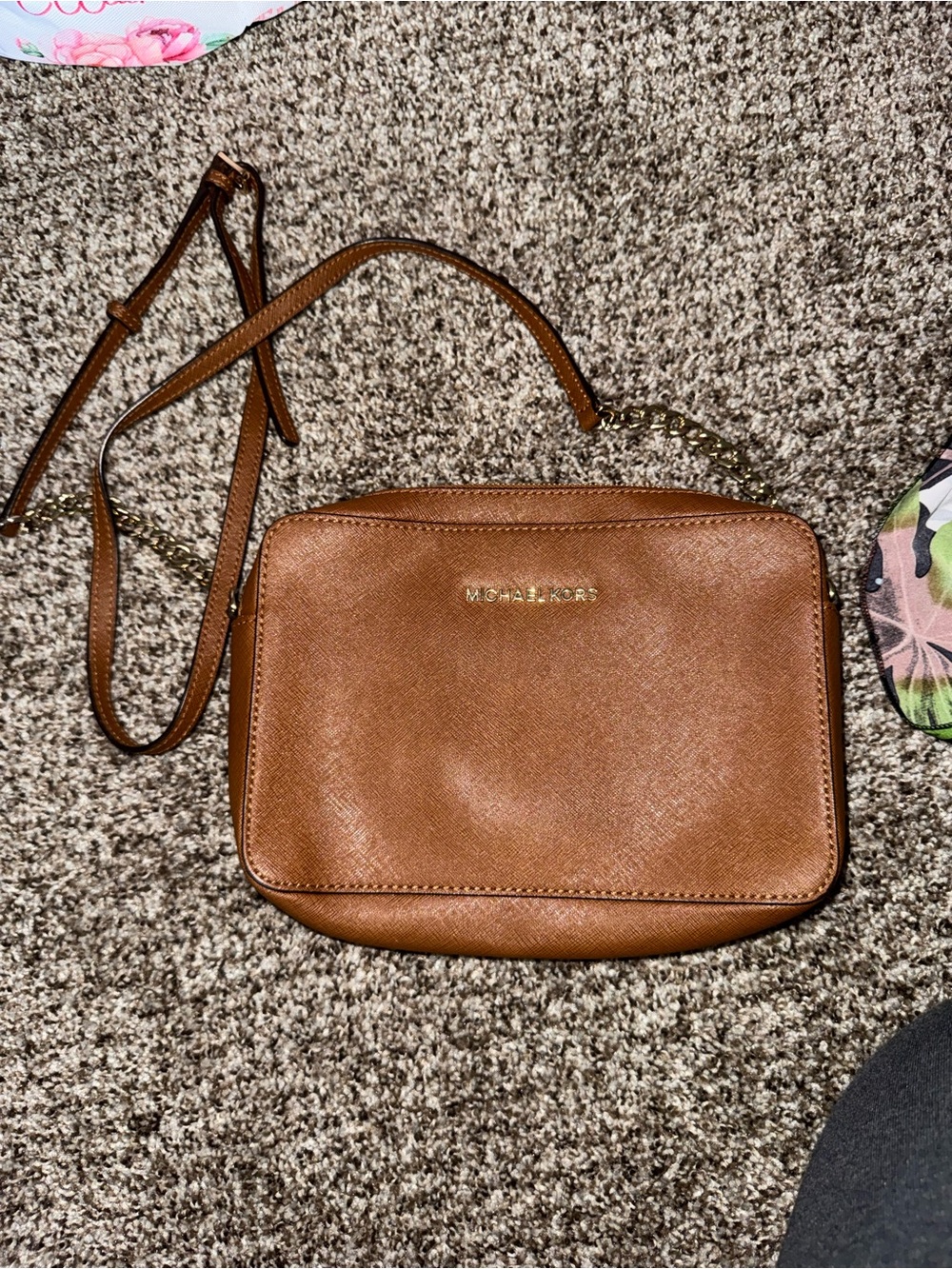 Michael Kors Cognac Saffiano Leather Crossbody Bag